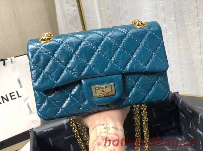 Chanel Shoulder Bag Original Leather Blue AS0874 Gold