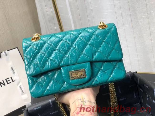 Chanel Shoulder Bag Original Leather Green AS0874 Gold