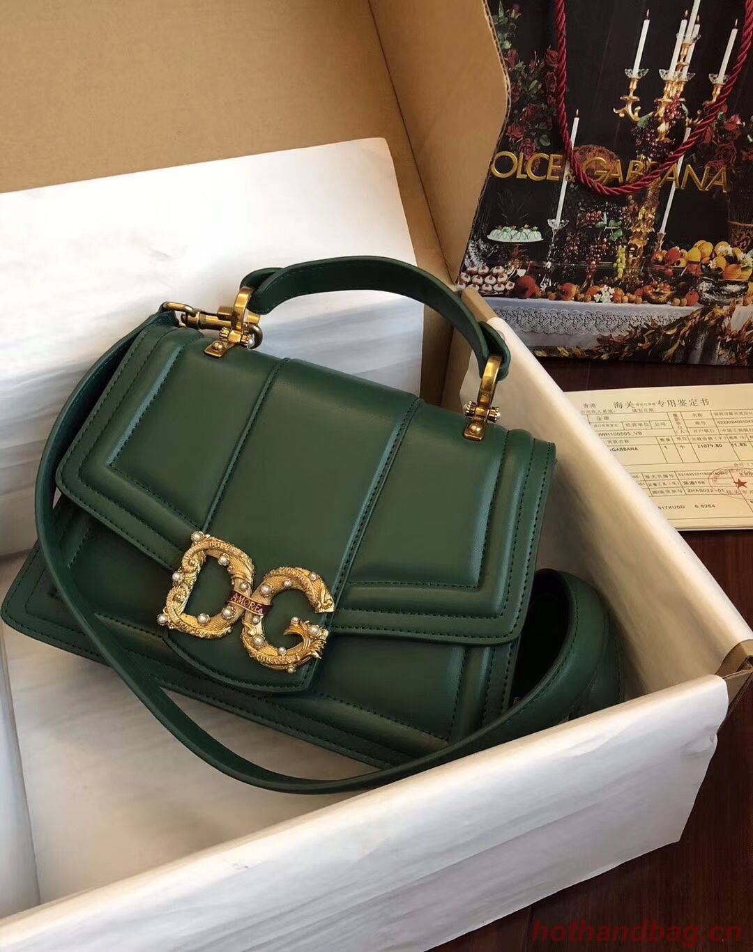 Dolce & Gabbana Origianl Leather Bag 4916 Green