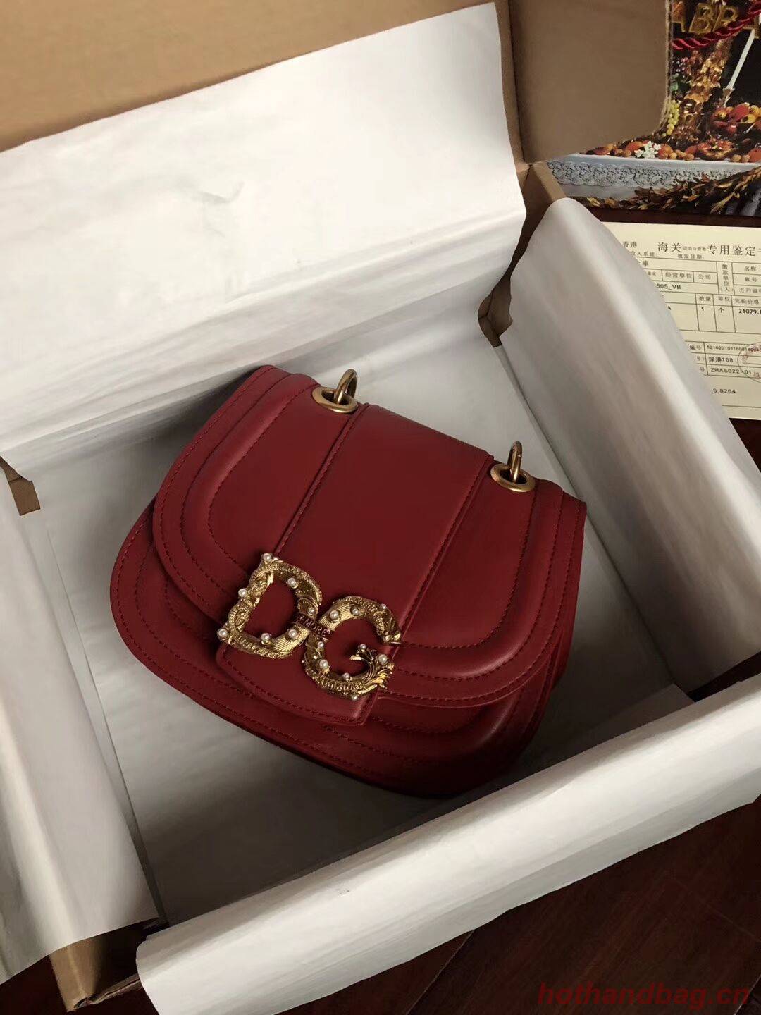 Dolce & Gabbana Origianl Leather Bag 4917 Red&Green