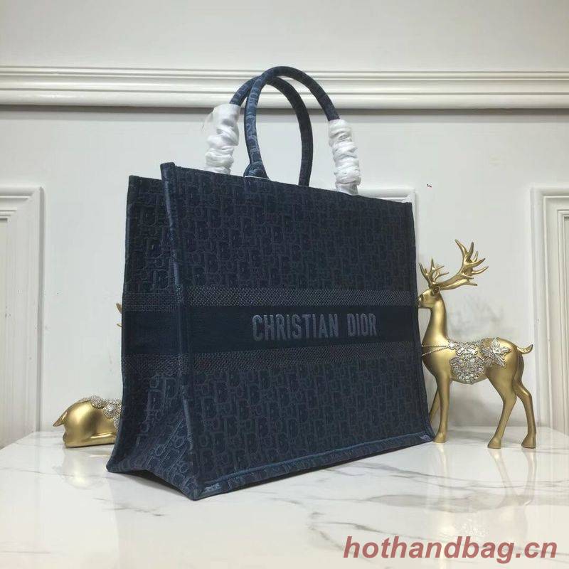 DIOR BOOK TOTE BAG IN EMBROIDERED CANVAS C1286 Blue