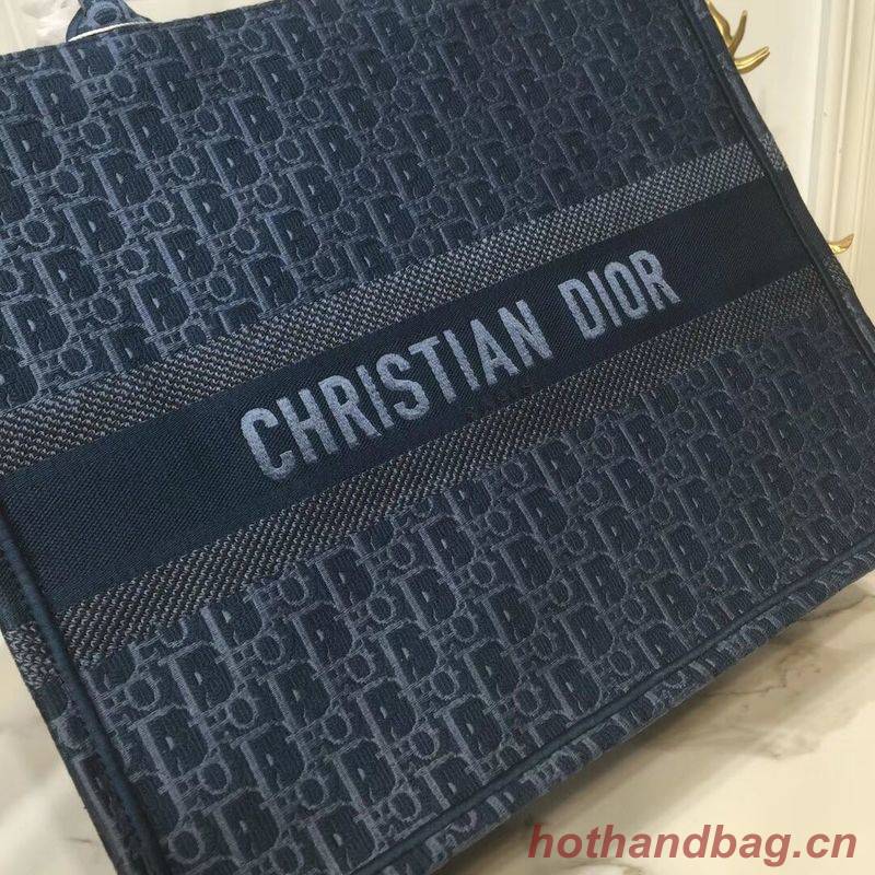 DIOR BOOK TOTE BAG IN EMBROIDERED CANVAS C1286 Blue