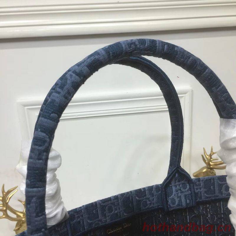 DIOR BOOK TOTE BAG IN EMBROIDERED CANVAS C1286 Blue