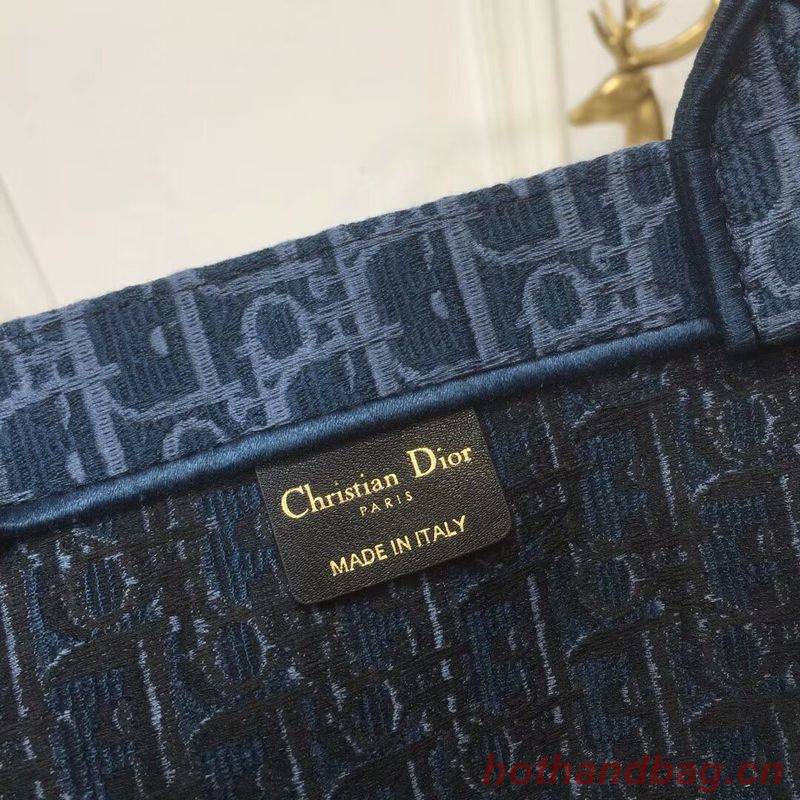 DIOR BOOK TOTE BAG IN EMBROIDERED CANVAS C1286 Blue