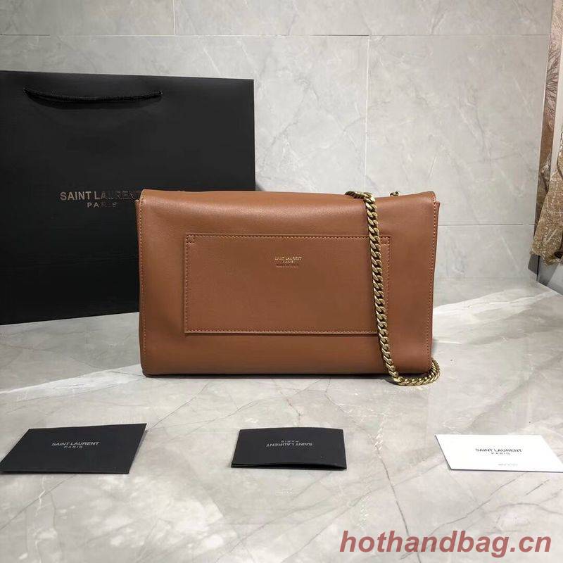 Yves Saint Laurent Double Skin Use Original Leather Shoulder Bag Y553804 Brown