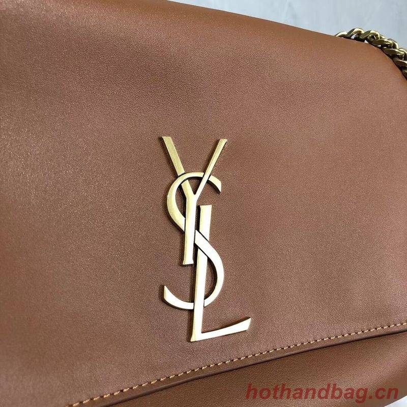 Yves Saint Laurent Double Skin Use Original Leather Shoulder Bag Y553804 Brown