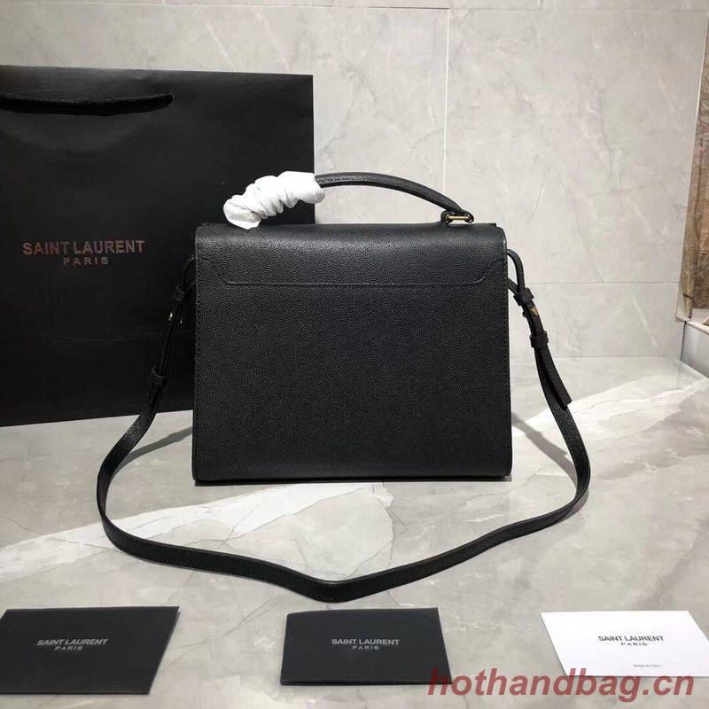 Yves Saint Laurent CASSANDRA TOP HANDLE MEDIUM BAG IN GRAIN DE POUDRE EMBOSSED LEATHER Y578000 Black