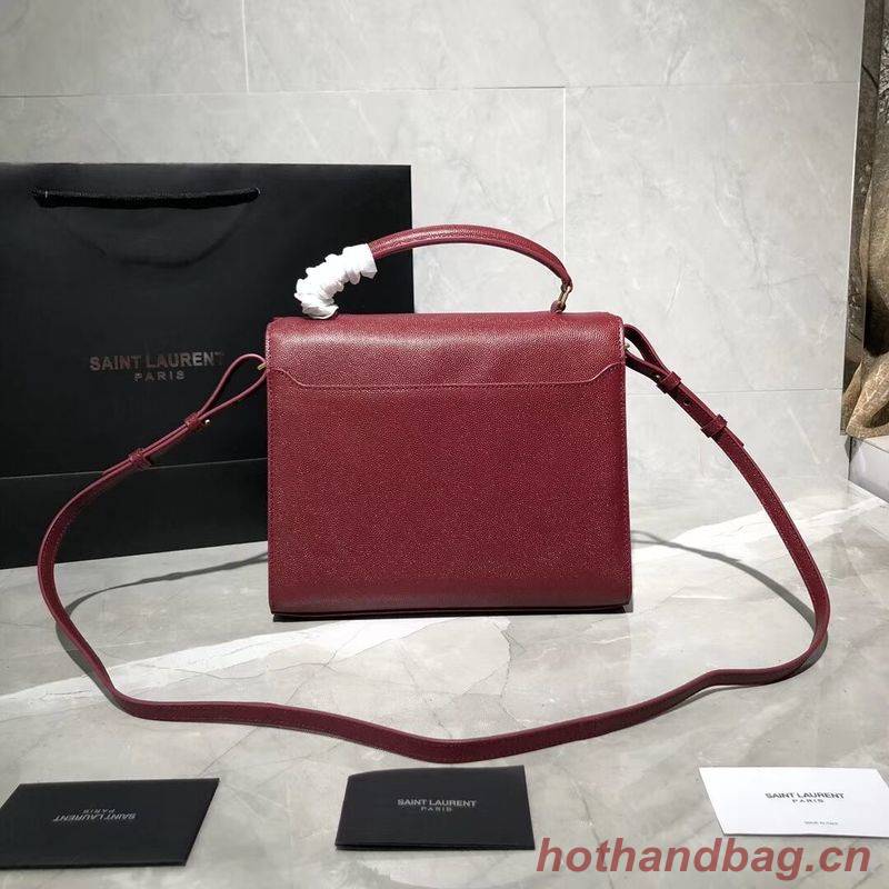 Yves Saint Laurent CASSANDRA TOP HANDLE MEDIUM BAG IN GRAIN DE POUDRE EMBOSSED LEATHER Y578000 Red