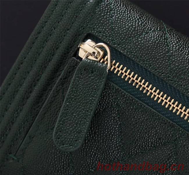 Chanel Calfskin Leather & Gold-Tone Metal A80734 Blackish green