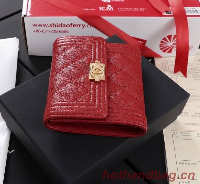 Chanel Calfskin Leather & Gold-Tone Metal A80734 red