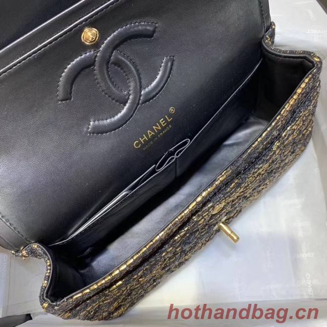 CHANEL Tweed Calfskin -Tone & Gold-Tone Metal 1112 black