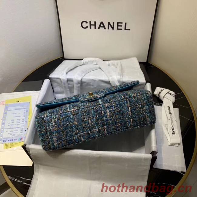 CHANEL Tweed Calfskin -Tone & Gold-Tone Metal 1112 blue