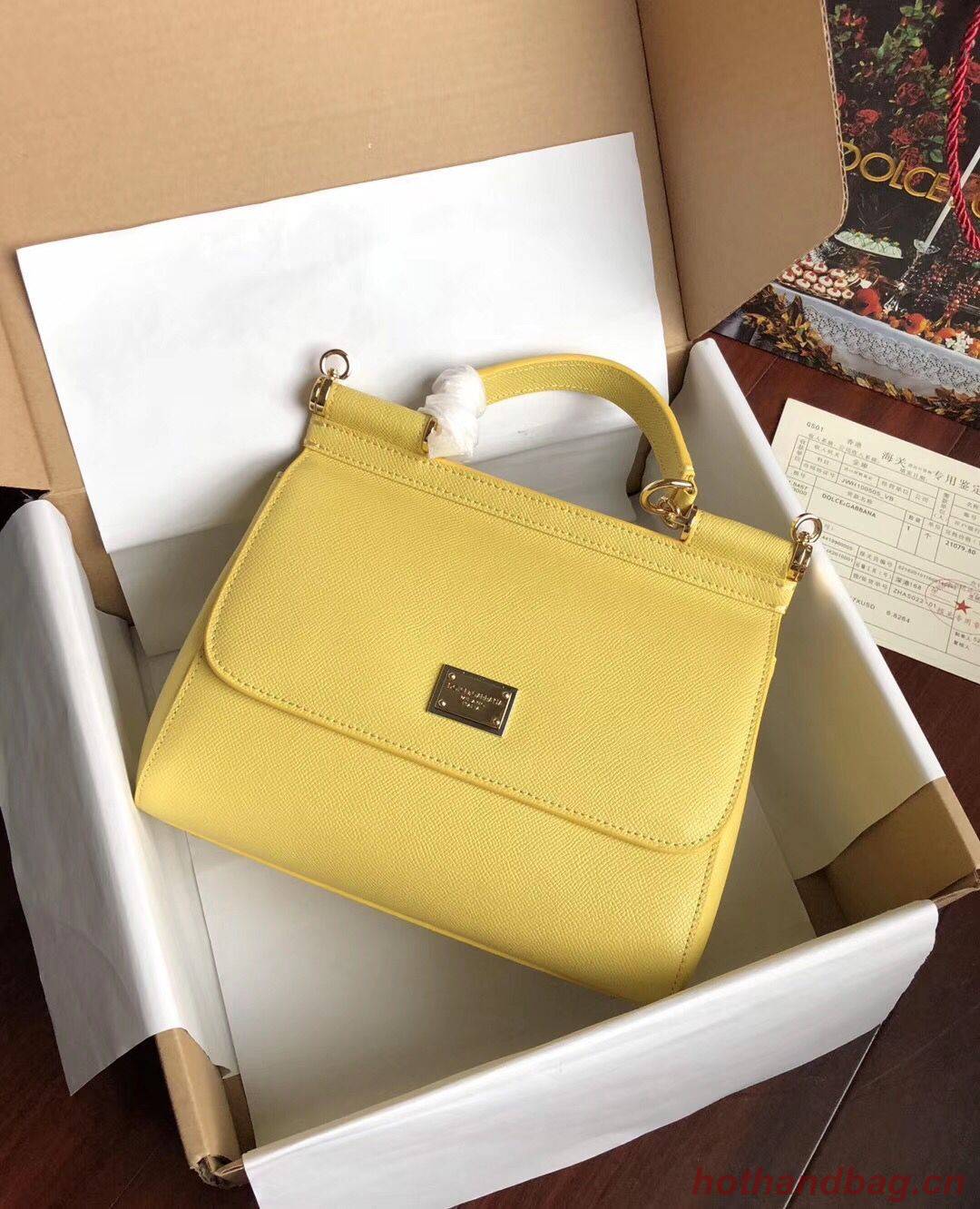 Dolce & Gabbana SICILY Bag Calfskin Leather 4139 yellow