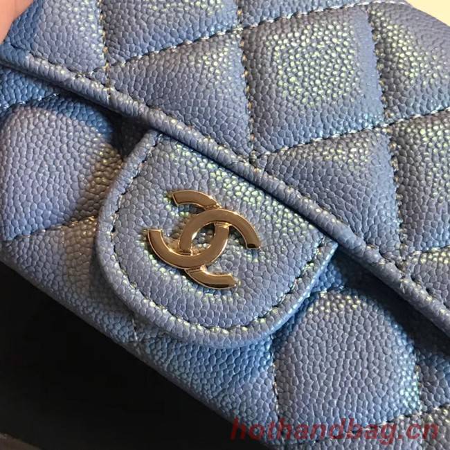 Chanel card holder Calfskin & Gold-Tone Metal A80799 blue