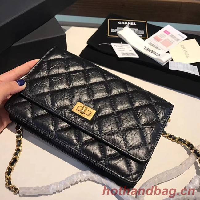 Chanel Calfskin & Gold-Tone Metal S33814 black