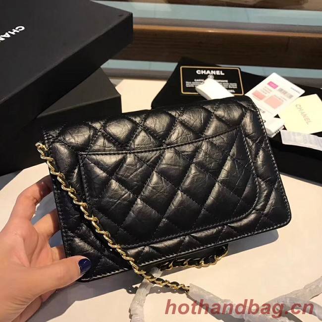 Chanel Calfskin & Gold-Tone Metal S33814 black