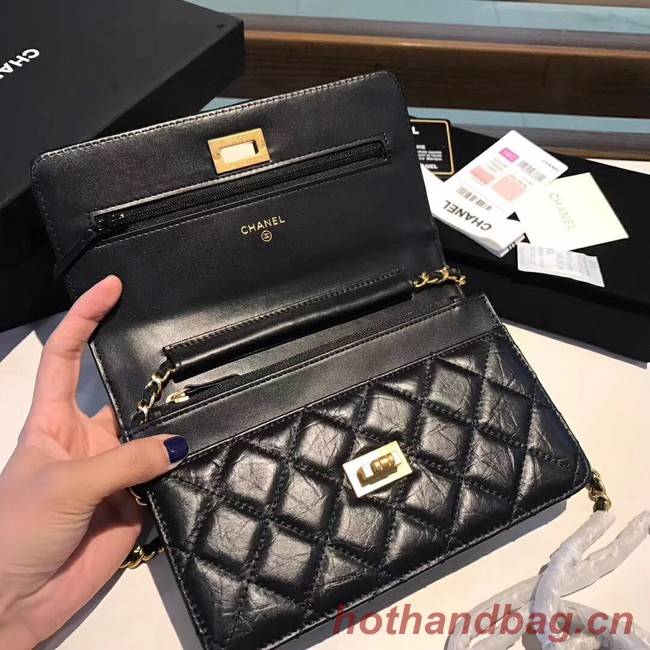 Chanel Calfskin & Gold-Tone Metal S33814 black