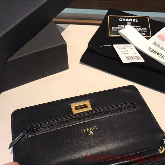 Chanel Calfskin & Gold-Tone Metal S33814 black