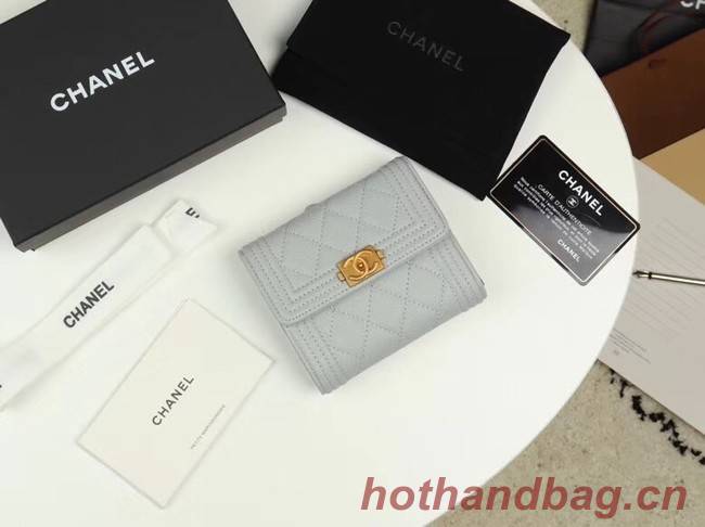 Chanel Calfskin Leather & Gold-Tone Metal A80734 grey