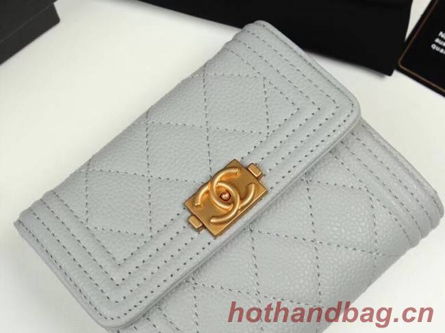 Chanel Calfskin Leather & Gold-Tone Metal A80734 grey