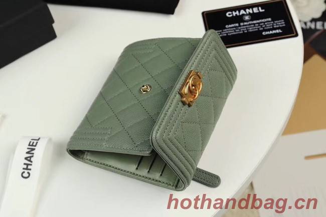 Chanel Calfskin Leather & Gold-Tone Metal A80734 light green