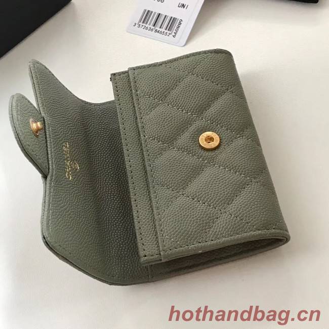 Chanel card holder Calfskin & Gold-Tone Metal A80799 green