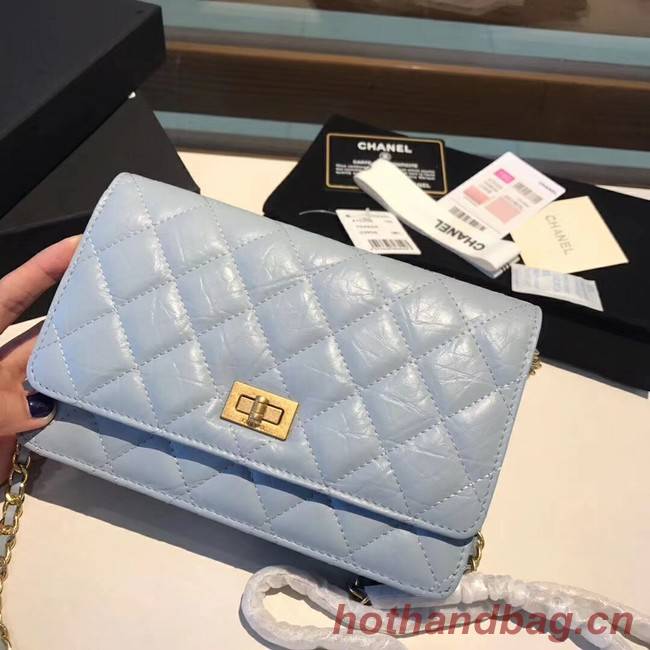 Chanel Calfskin & Gold-Tone Metal S33814 light blue