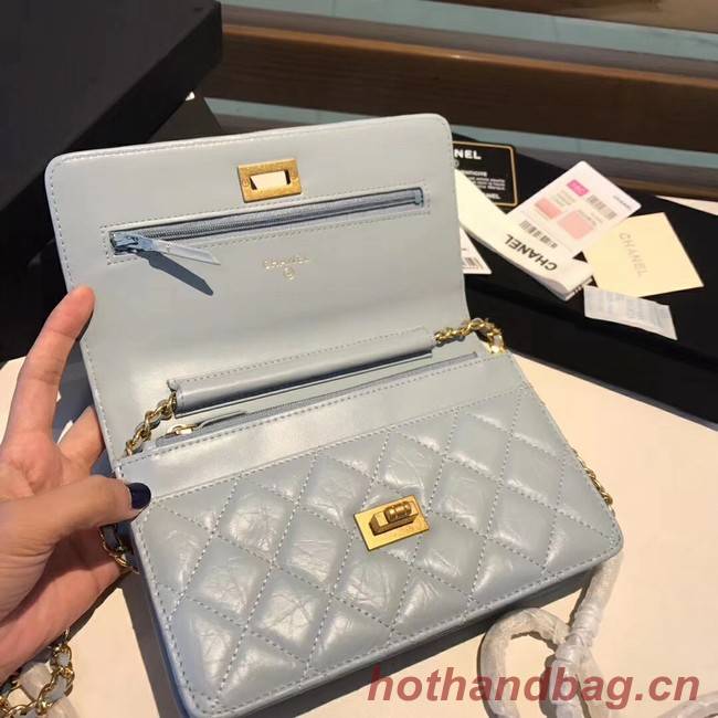 Chanel Calfskin & Gold-Tone Metal S33814 light blue