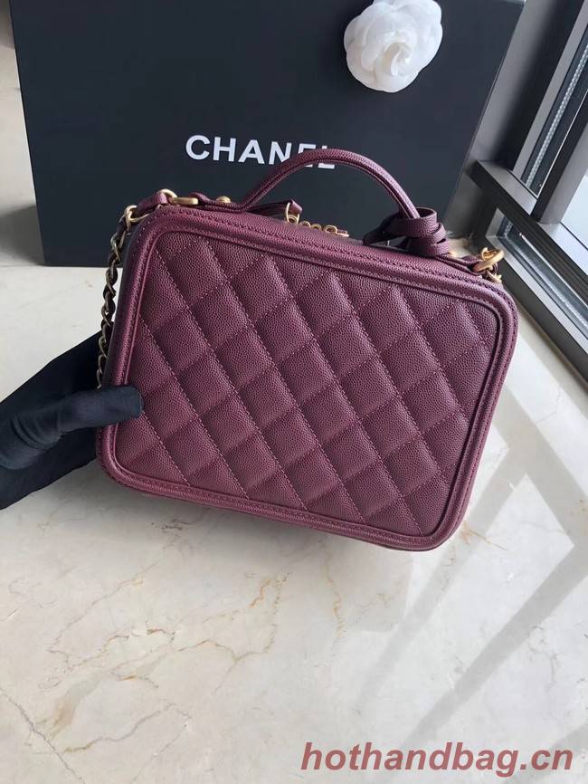 Chanel Original Leather Medium Cosmetic Bag 93443 Wine