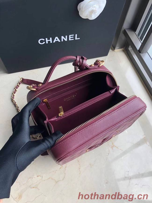 Chanel Original Leather Medium Cosmetic Bag 93443 Wine