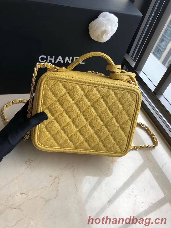 Chanel Original Leather Medium Cosmetic Bag 93443 Yellow