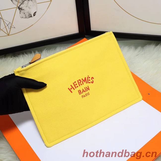 Hermes Cosmetic Bag H3700 Lemon Yellow