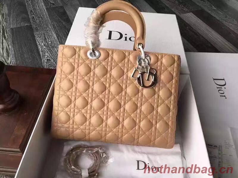 Lady Dior Bag Original Sheepskin Leather Middle Bag CD6323 Apricot