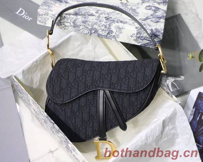 Dior SADDLE DENIM CANVAS BAG M928 denim black