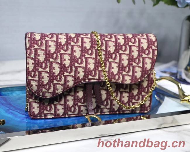 Dior SADDLE DENIM CANVAS BAG S5614 burgundy