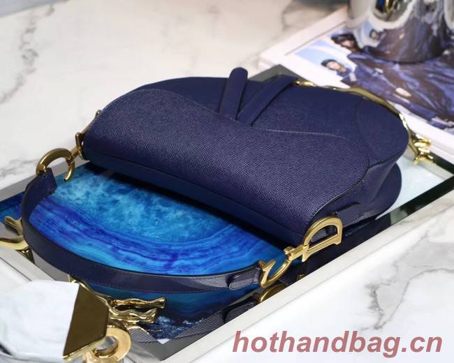 Dior SADDLE-TAS VAN KALFSLEER M0446C dark blue