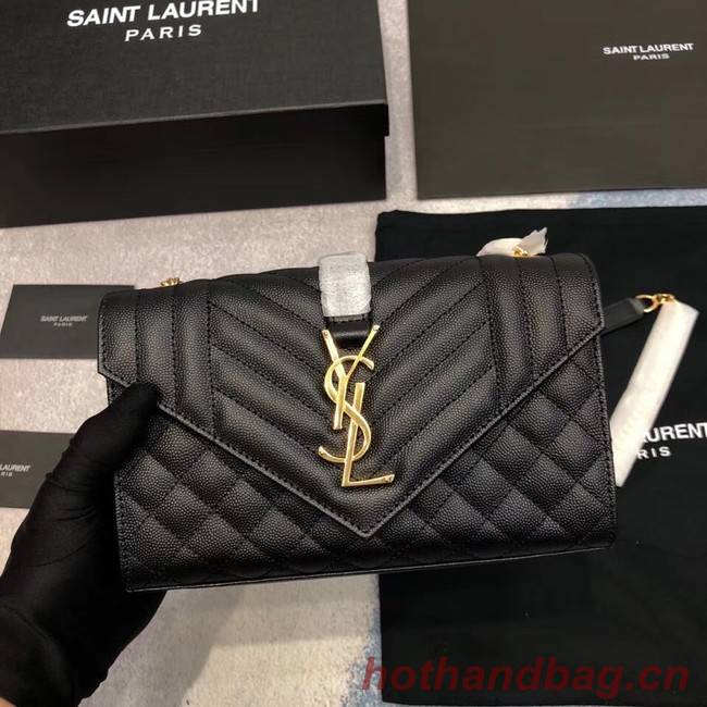 YSL ENVELOPE SMALL IN MIX MATELASSEGRAIN DE POUDRE EMBOSSED LEATHER 19207 BLACK