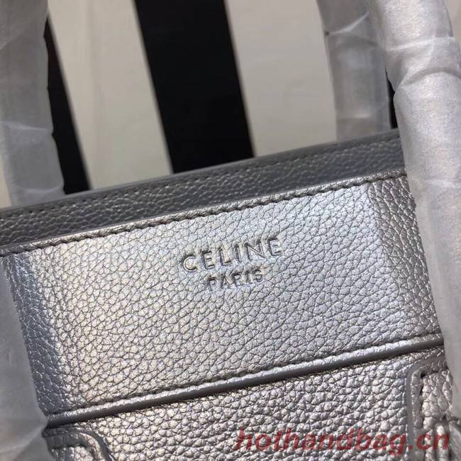 CELINE MICRO LUGGAGE HANDBAG IN LAMINATED LAMBSKIN 167793-26 silver