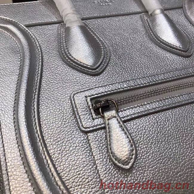 CELINE MICRO LUGGAGE HANDBAG IN LAMINATED LAMBSKIN 167793-26 silver