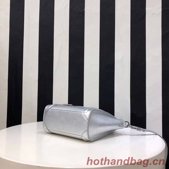 CELINE NANO LUGGAGE BAG IN LAMINATED LAMBSKIN 189244-26 silver 