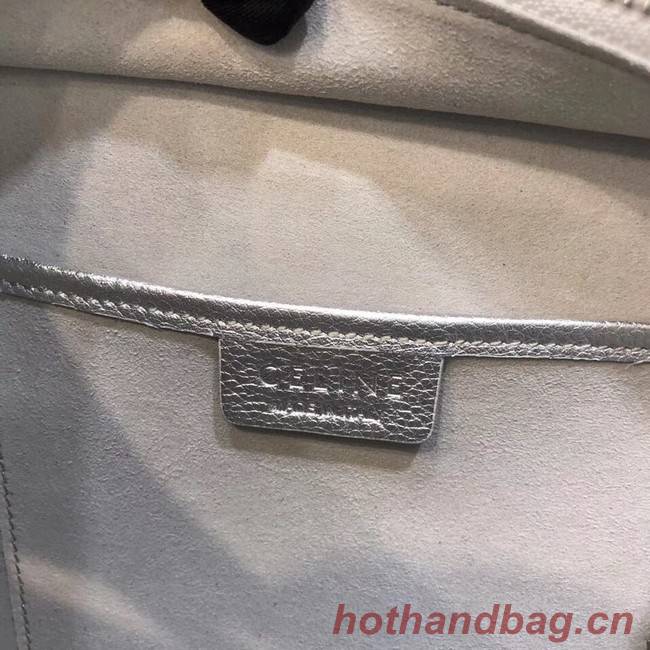 CELINE NANO LUGGAGE BAG IN LAMINATED LAMBSKIN 189244-26 silver 