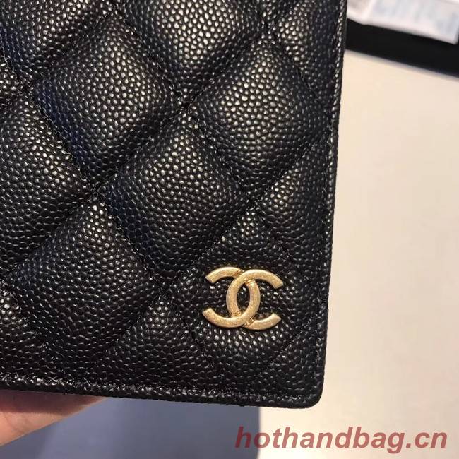 Chanel Calfskin Leather & Gold-Tone Metal Wallet A80385 Black