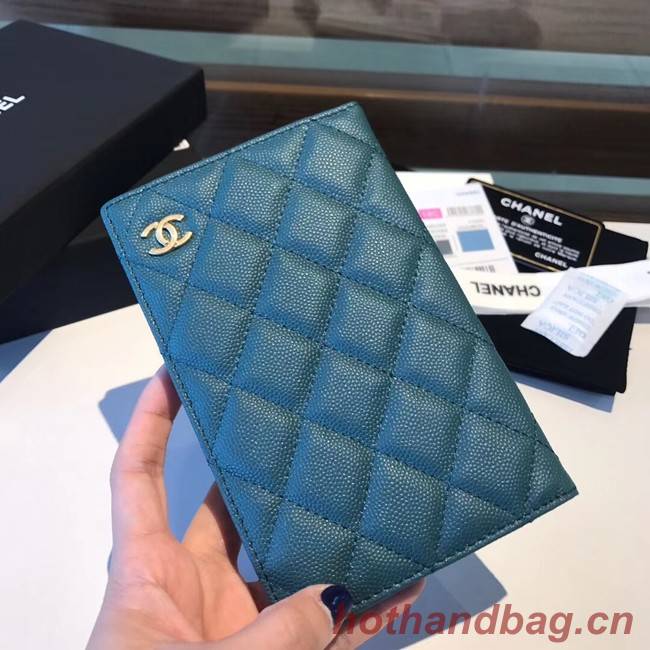 Chanel Calfskin Leather & Gold-Tone Metal Wallet A80385 Blue