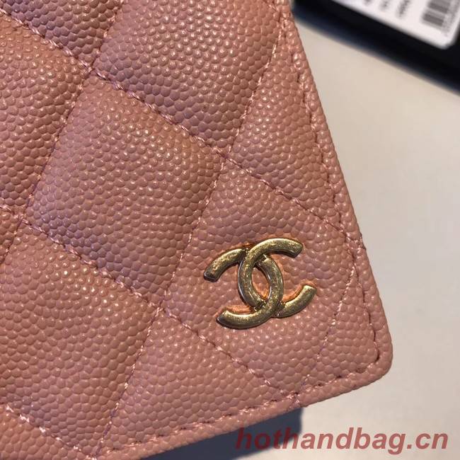 Chanel Calfskin Leather & Gold-Tone Metal Wallet A80385 Pink