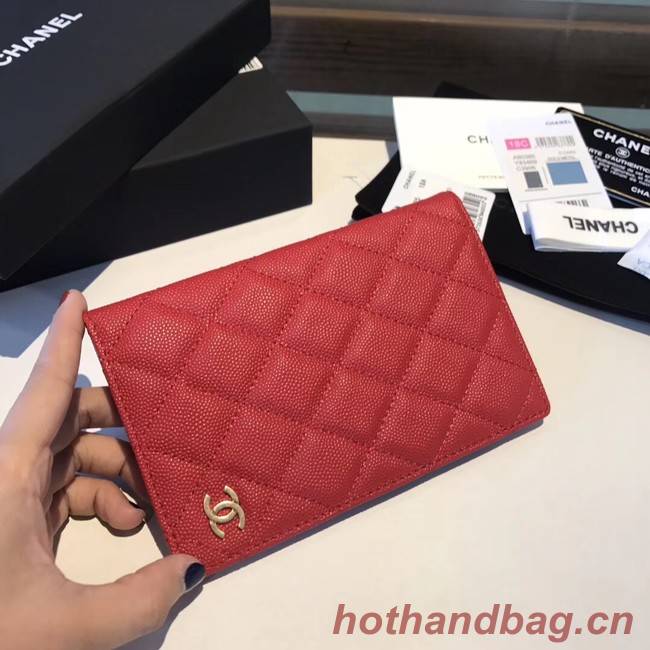 Chanel Calfskin Leather & Gold-Tone Metal Wallet A80385 Red