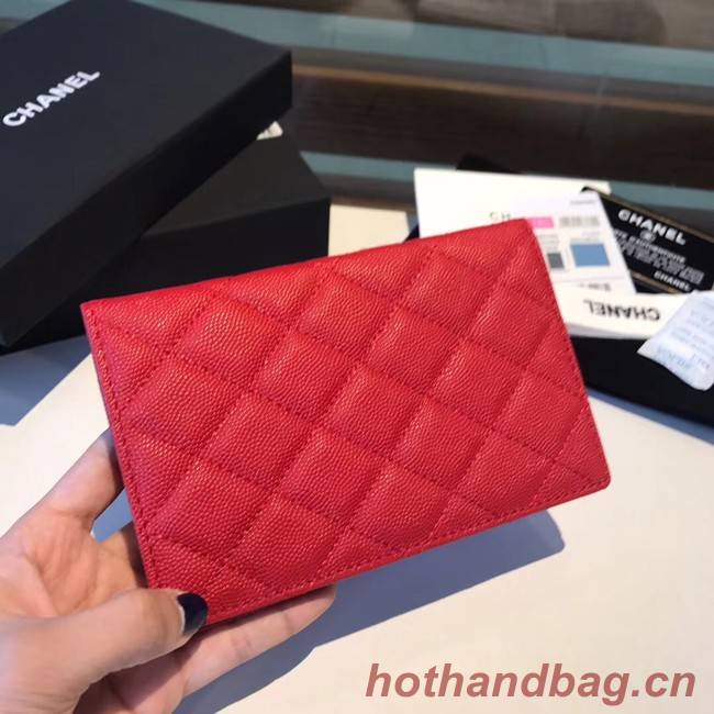 Chanel Calfskin Leather & Gold-Tone Metal Wallet A80385 Red