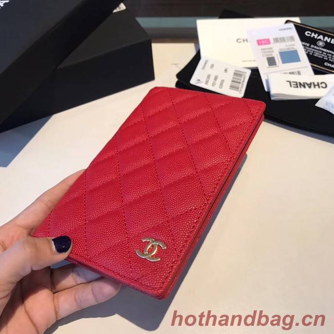 Chanel Calfskin Leather & Gold-Tone Metal Wallet A80385 Red