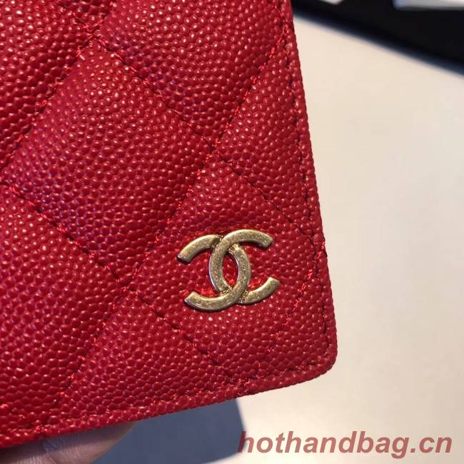 Chanel Calfskin Leather & Gold-Tone Metal Wallet A80385 Red