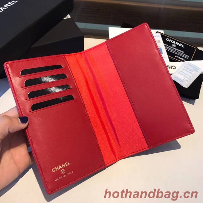 Chanel Calfskin Leather & Gold-Tone Metal Wallet A80385 Red