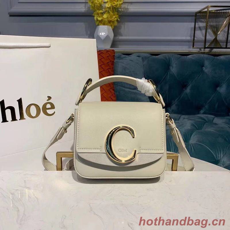 Chloe Original Calfskin Leather Top Handle Small Bag 3S030 White